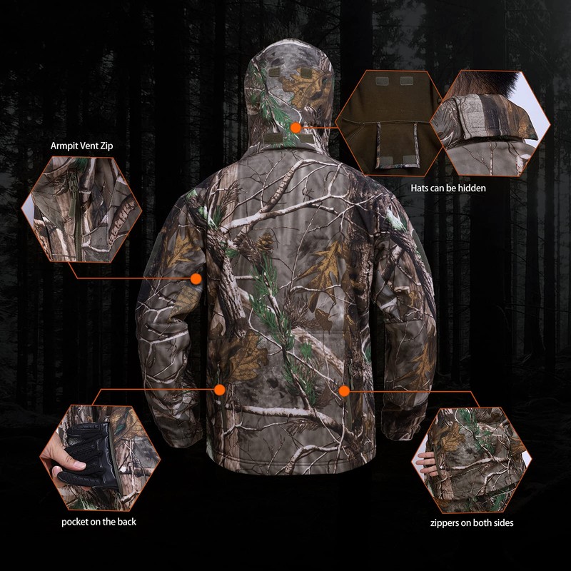 YEVHEV Quiet Hunting Clothes Suit Clothing Gear Camouflage Hoodie Jacket