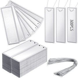 300 Pcs Metal Plant Labels Aluminum Plant Tags Waterproof Outdoor Plant Markers Solid Stamping Garden Labels Double Sided Write Tags with 6 Inch Wires for Marking Trees Greenhouses