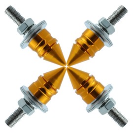 Bashineng Spike License Plate Screw Frame Fasteners Decoration Stainless Steels Aluminum Alloy Universal Fit Most Cars Truck Motorcycle License Plate Bolts Kit 4 Pcs (Gold)