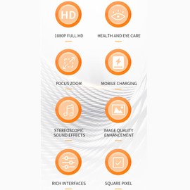 Projector, 1080P Full HD HiFi Portable Film Projector, Smart Home Projector with HDMI, USB, 3.5mm Sound Interface for Smartphone, Laptop, TV, Tablet, PC