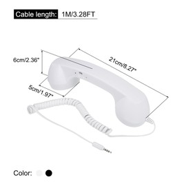 sourcing map 2 Pack 3.5mm Retro Telephone Handset Telephone Receiver MIC Microphone Speaker Anti Receivers for Microphone Speaker Black, White