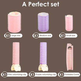 Hair Roller Set 6 Pcs,Large Hair Roller,Bangs Curler, Volumizing Root Clip Set for Medium Long Hair,Suitable for women,Includes 3 curling irons,2 volumizing clips and 1 comb(Volumizing Hair Clips set)
