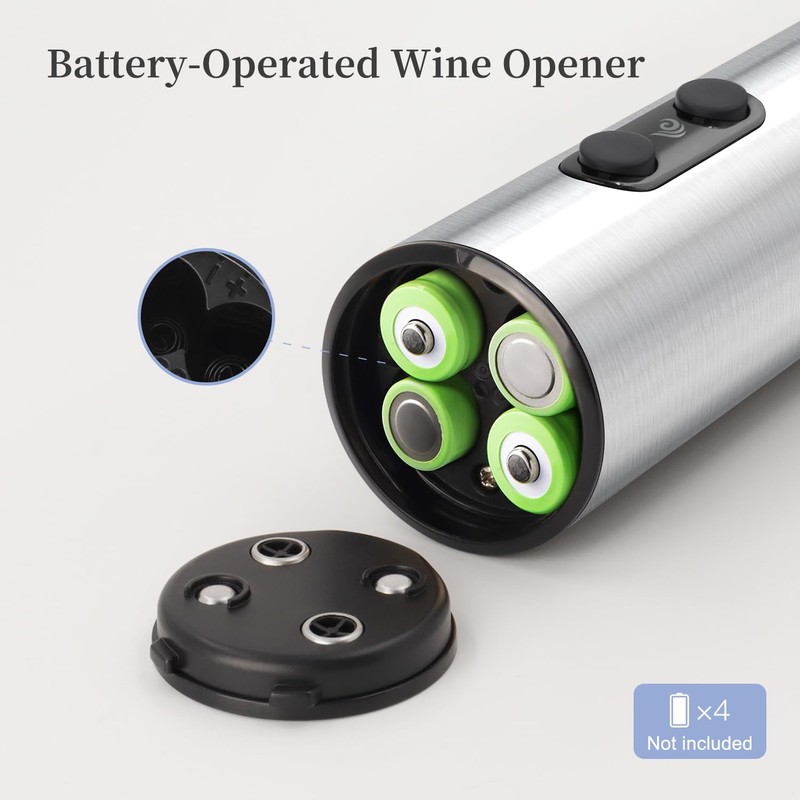 ELMWAY Battery Operated Wine Opener Set by ELMWAY, Stainless Steel