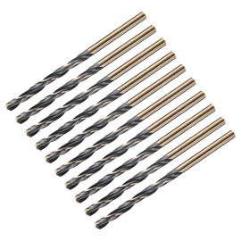 sourcing map 10pcs Straight Shank Twist Drill Bits 3.8mm Gold Titanium & Black Nitride Coated High Speed Steel (HSS) 4341 with 3.8mm Shank for Stainless Steel Alloy Metal Plastic Wood