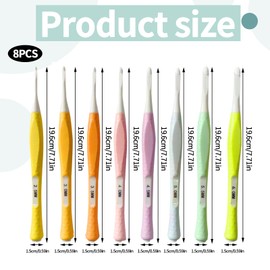 8PCS Crochet Hooks Set Soft Rubber Handle Crochet Hooks Macaron Ergonomic Crochet Hooks for Lightweight Crochet Needles Beginners Gift