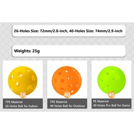 Aolowewin Indoor & Outdoor Pickleball Balls, 4-Pack, USA Pickleballs (USAPA) Spec., 40-Holes Practice & Game Pickle Balls, with Mesh Bag (40-Holes Pro Balls for Game, Green)