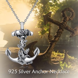 Anchor Chain for Women Sterling Silver Anchor Jewellery Sail Chain Gifts for Women Girls, Sterling Silver, No Gemstone