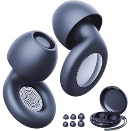 Tapones Oidos Ruido Dormir, Tapones Oídos de Silicona, Reducción de ruido de 33 dB, Lavable y Reutilizable, para dormir, concentrarse o viajar (Azul,4 tamaños)
