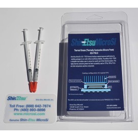 X23-7783D, Direct from Manufacturer Shin-Etsu MicroSi, Genuine High Performance Silicone Thermal Grease, Two 0.5 gm Syringes (2x0.5 gm), with Lot #, Exp. Date