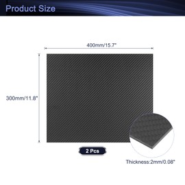 MECCANIXITY 2 Pcs 3K Carbon Fiber Plate Panel Sheets, 400 x 300 x 2mm Carbon Fiber Board Plate Flexible for RC Aircraft, Model Car, Auto Parts (Twill Matte)