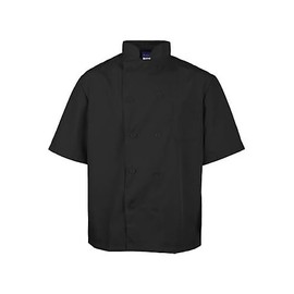 MAVRIK 2578BLKS SM LW Chef Coat Black Short Sleeve