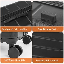 Homee Luggage with Spinner Wheels TSA Lock Carry on Hard Shell ABS Suitcase Lightweight, Black, 24 Inch