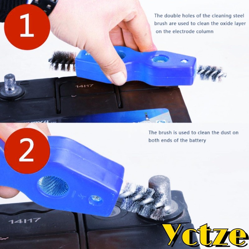 Yctze 4 in 1 Steel Battery Terminal Cleaning Brush, Battery
