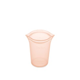 Zip Top Reusable 100% Platinum Silicone Container, Made in the USA - Small Cup - Peach