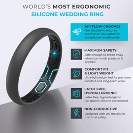 ThunderFit Silicone Rings for Him and Her, Rubber Engagement Bands Unisex, 1.8mm Thick in 4mm & 8mm Widths, Size 7.5-8 (18.20mm)