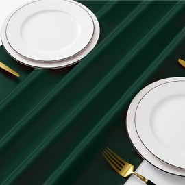 Manyshofu 4Pcs Satin Dark Green Table Runner - 12 x 108 Inch Long Size, Party Table Runner Decor Bright & Smooth Wedding Decorations Table Runner for Banquet Chef Birthday Buffet Dinner Graduations