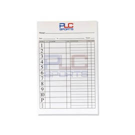 PLC Sports Baseball Softball Lineup Cards | 4 Part Carbon Copy | 5.5" x 8.5" | 10 Player Batting Order with Pitcher and Flex Spots | Pack of 30