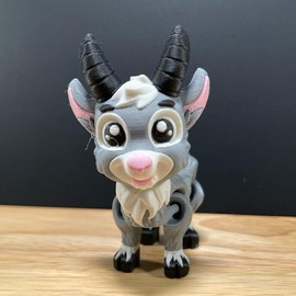3D Printed Goat Figurine Desk Buddy - Color: Long Horn