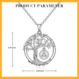 Sobriety Necklace for Women Sterling Silver Tree of Life Necklaces Symbol Pendant Recovery Alcoholics Sobriety Healing Jewelry Gift