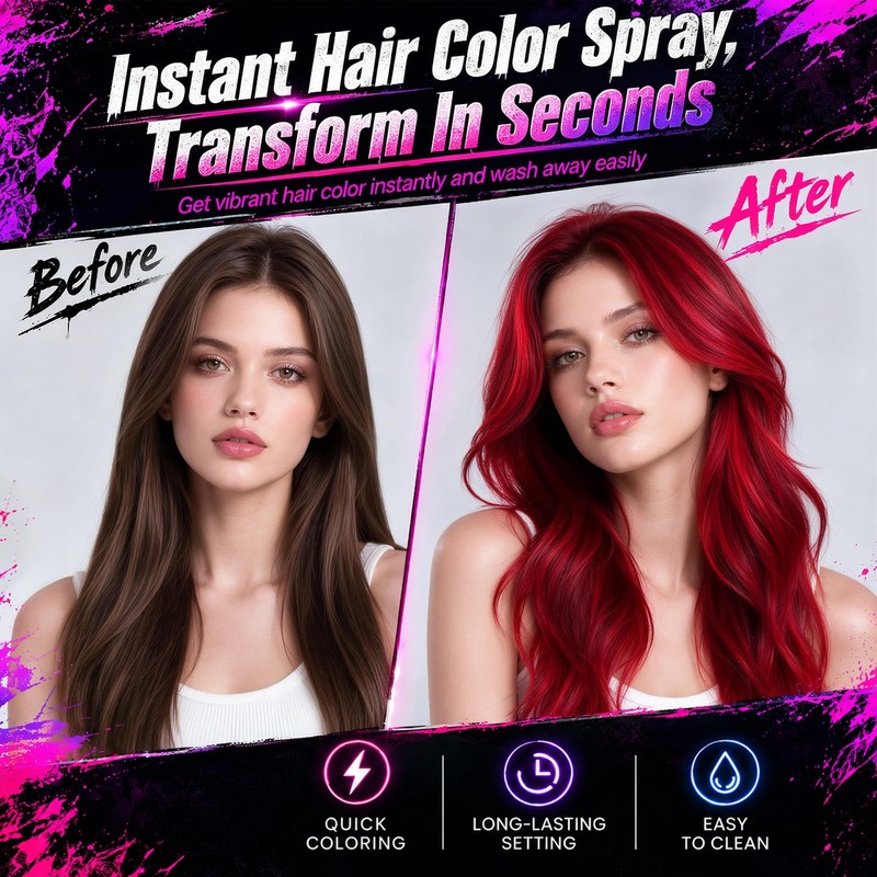 Temporary Red Hair Color Spray for Kids Women Men (Red,