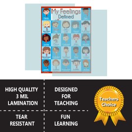 My Feelings Defined PosterTool for teaching processing 22 different emotions for children (15x19) Young N Refined