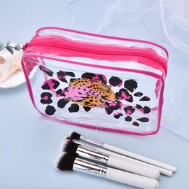 yaozeio Leopard Print Clear Makeup Bag for Women Girls Transparent PVC Organizer Pouch for Sister Friend Christmas Birthday Gifts for Daughter Mom Waterproof Toiletry Bag Travel Gift