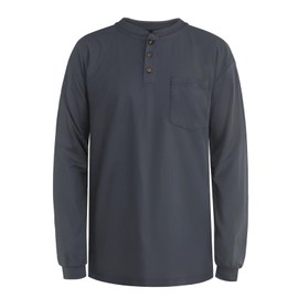 Welding Shirt 5.5OZ FR Henley Shirts for Men, 100% C Flame Resistant Welding Jacket for Work, Men's Fire Retardant Clothing for Men, Grey-HL L