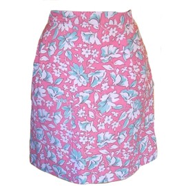 Floral Half waist tie apron with single pocket Pink