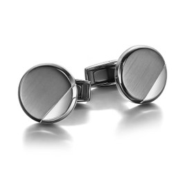 Colibri Equinox Cufflinks For Men - Brushed Gunmetal Face with Polished Steel Corner - Designer Cufflinks with Pivoting Whale Back Closure - Gift Box
