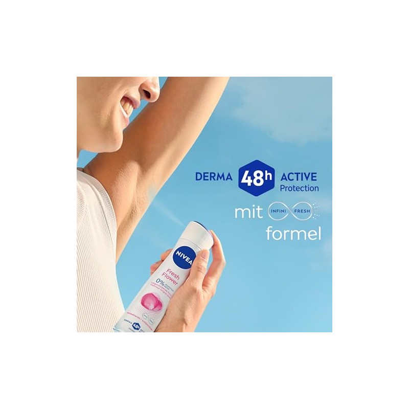 NIVEA Fresh Flower Deospray, Deo ohne Aluminium (ACH) mit sanfter