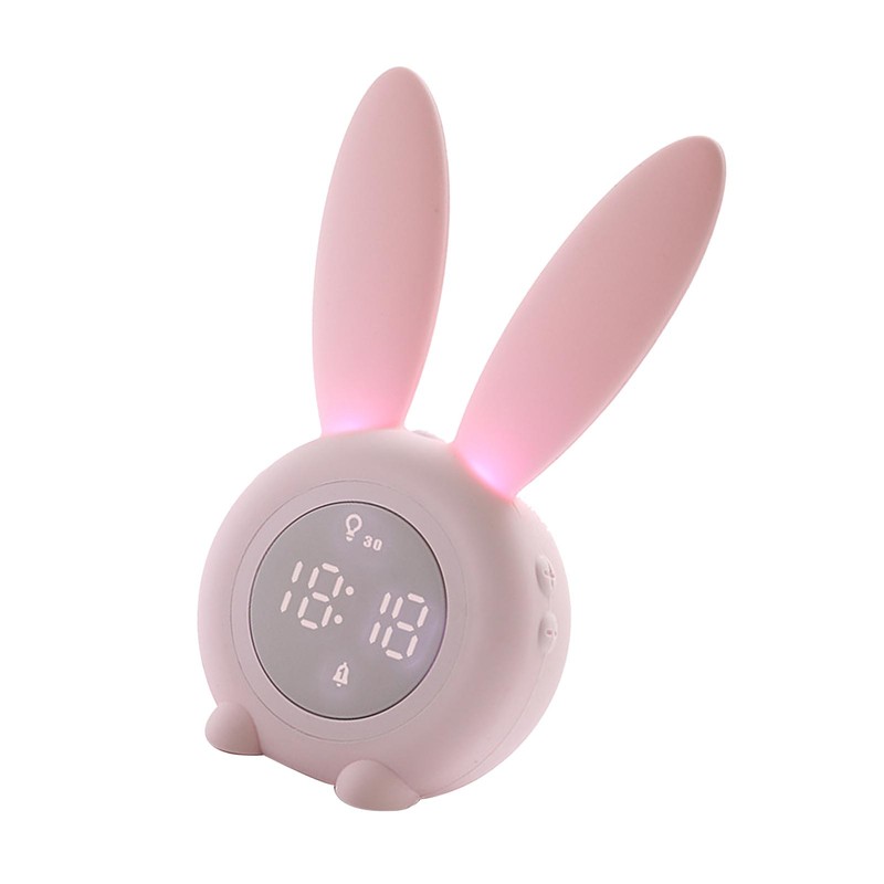 Digital Alarm Clock Cute Bunny Shape LED Night Light Luminous