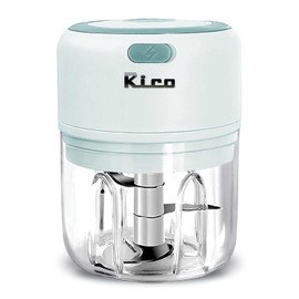 Rico Mini Electric Garlic Chopper | 250ML Wireless Veggie Grinder & Onion Masher | Compact Food Processor for Ginger, Chili, Fruit & Meat (White)