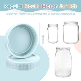 Tioncy 16 Pcs Colored Plastic Mason Jar Lids Regular Mouth Mason Jar Lids Leakproof Canning with Silicone Rings Compatible with Ball