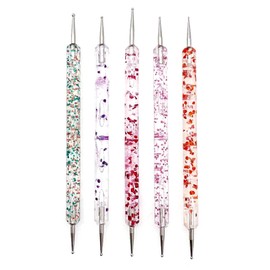 JZK 5pcs Gel nail dotting pen set, nail design dotting pen, nail varnish dotting tool, double-ended nail dotter, nail gems dotting pen, nail art pen, nail art painting pen