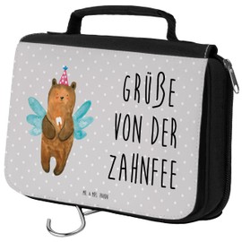 Mr. & Mrs. Panda Toiletry Bag Bear Tooth Fairy Gift Milk Tooth Cosmetic Bag Toiletry Bag Hanging Makeup Tool First Tooth Teddy Bear, gray, Hand Drawn