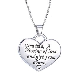 Gifts for Grandma Heart Pendant Necklace Grandma A Blessing of Love and Gift from Above Charm Necklace from Granddaughter Grandson