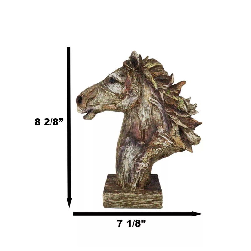 Faux Driftwood Equine Beauty Mustang Horse Head Desktop Plaque Sculpture