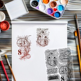 GLOBLELAND Vintage Fibonacci Background Clear Stamps for Card Making Retro Texture Silicone Clear Stamps Flowers Transparent Stamp Seal for DIY Scrapbooking