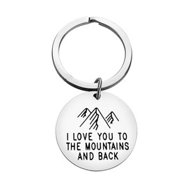 I Love You to the Mountains and Back Keychain Gifts for Boyfriend Girlfriend Husband Wife Friends Family Christmas Birthday Gifts Adventure Outdoor Hiking Camp Lover Gifts