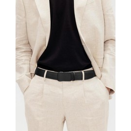 SKiporty Mens Belt Leather with Automatic Buckle Adjustable Ratchet Belts for Men Dress Casual Jeans Trim to Fit,46" to 52",A-Black