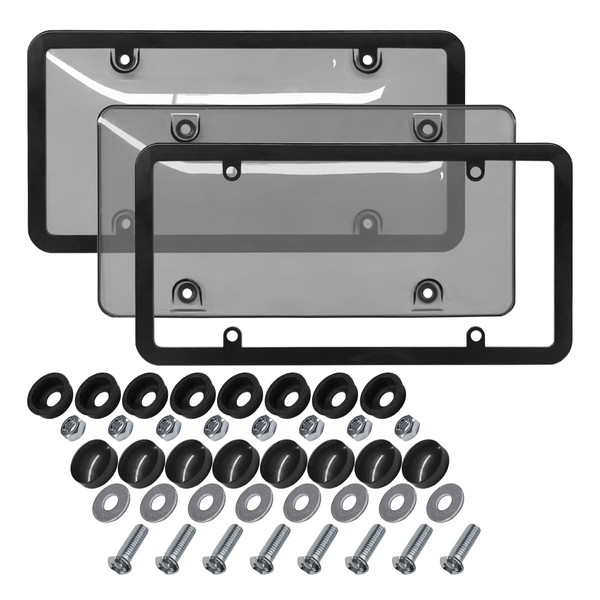 DUSCOKE 2PCS Clear Car License Plate Covers and Frames, Rust-Proof