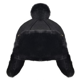 Harssidanzar Mens Womens Winter Aviator Hats Sheepskin Shearling Leather Trapper Hats CU607US, Black, Size Large