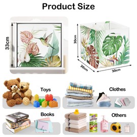 HUUMONSS 11.8" Tropical Plants Storage Cube Organizer Set 3Pcs Clothes Storage Basket Bin for Closet Shelf Monstera Leaf Palms Nursery Kid Room Book Toy Chest, Butterfly