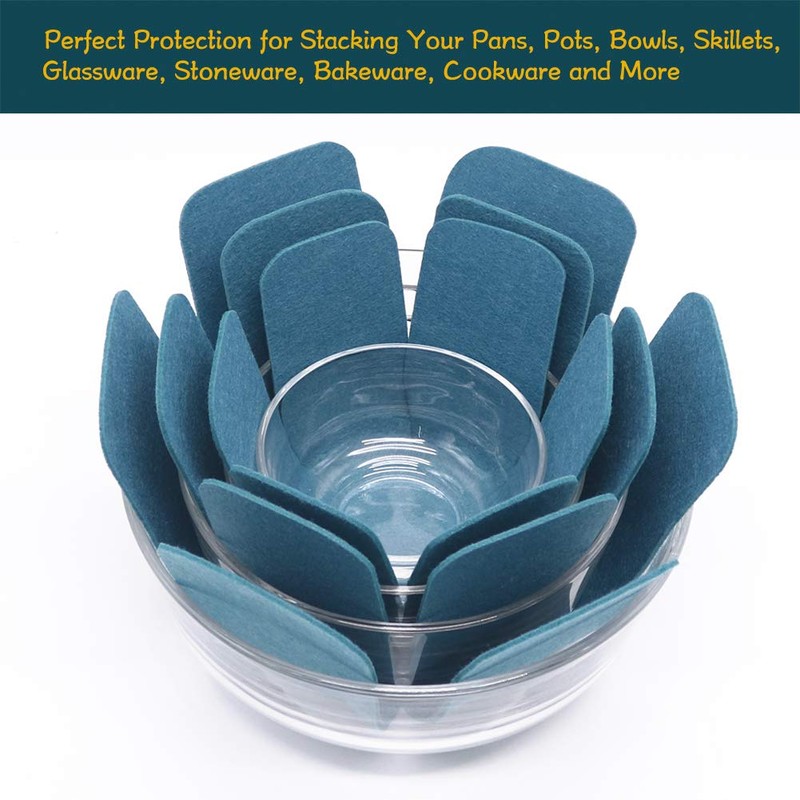 Pan Pot Protectors, Larger & Thicker Felt Pan Protector, Gray/Orange/Cyan