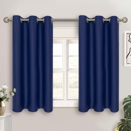 BGment Kitchen Curtains for Small Windows, 45 inch Curtains 2 Panels Set Blackout Room Darkening Thermal Insulated Short Drapes, 38 x 45 Inch, Navy Blue