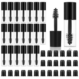 MBAIYO 30Pcs Empty Mascara Tubes with Wand, 3ml Mini Empty Mascara Bottles with Brush Rubber Inserts Sample Size Travel Containers Eyelash Growth Packing with Leak-Proof Rubber Plugs Black
