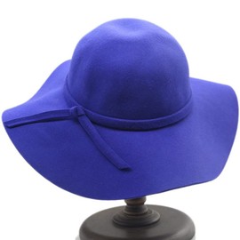 ASSQI - Sombrero de bolos de fieltro para mujer, 100% lana, plegable, con ala ancha, diseño retro, azul (V-Blue), Talla única