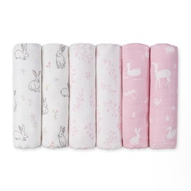 GLLQUEN BABY Muslin Squares for Babies, 70 cm x 70 cm, Pack of 6 Cotton Burp Cloths, Absorbent and Breathable and Ideal for Cleaning(Seek Spring)