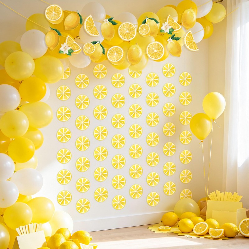 Yellow Lemon Banner Citrus Hanging Garlands Lemonade Party Decorations