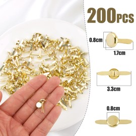 BETESSIN 200pcs Mini Brads Round Gold Pattern Clips Metal Round Head Clips 8 mm Closure Clips Pattern Bag Clips Letter Clips for DIY Scrapbooking Crafts